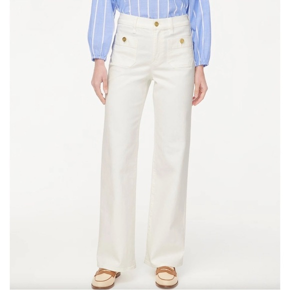 J.Crew Petite Slim Wide Leg Sailor Jean All Day Stretch Retro White US 28 P NWT - Picture 1 of 11